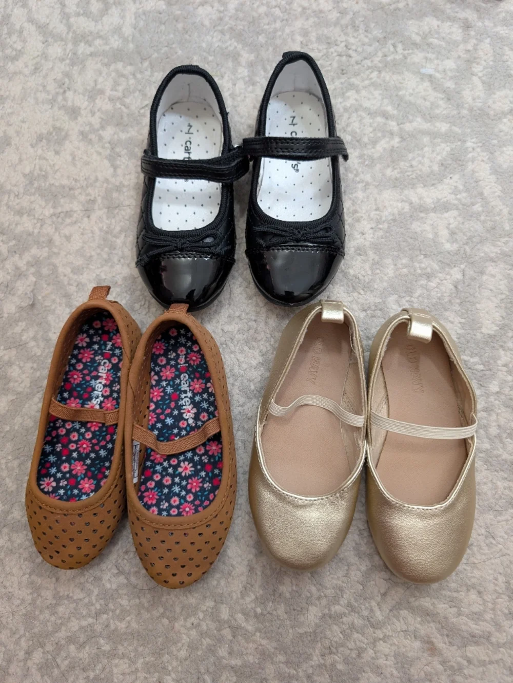 Girls Size 7 Shoe Bundle – Dress Flats & Casual Slip-Ons (3 Pairs)